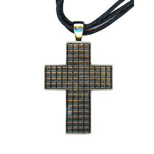 Cookie Lee Unisex Cross Necklace on Double Leather Cord 14 - 17 inches Long